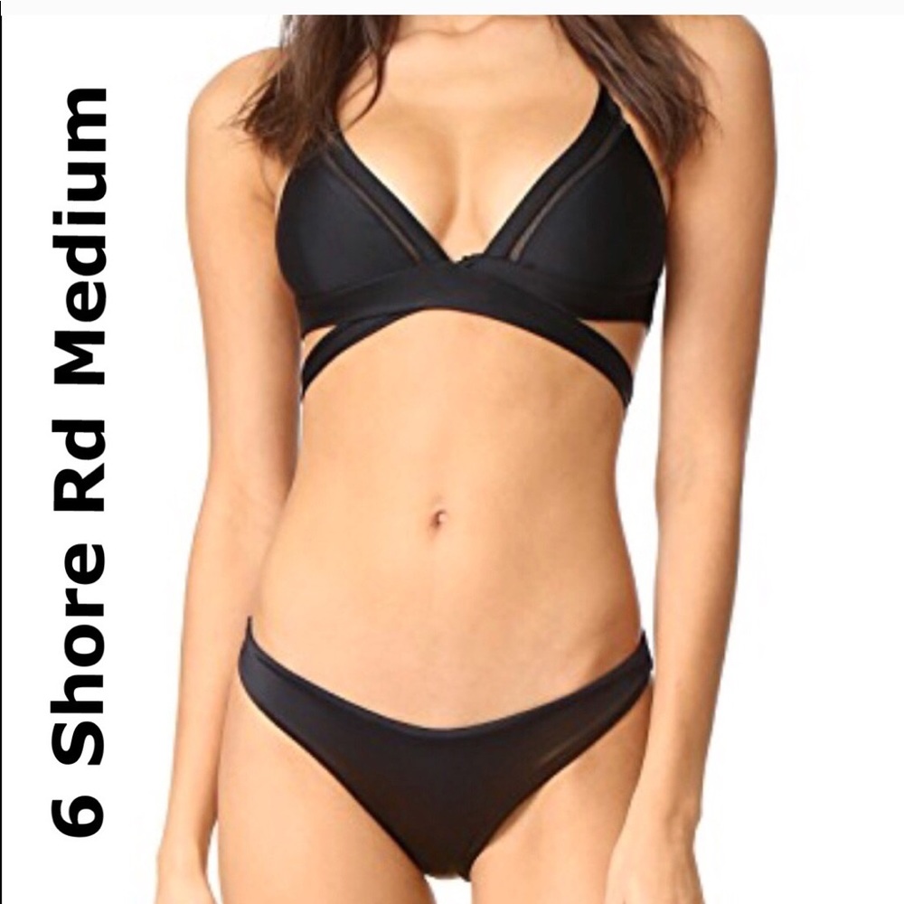 6 Shore Road Black Wrap la playa bikini swimsuit